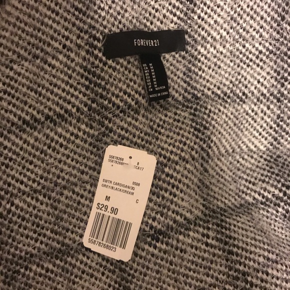 Forever 21 Sweater Cardigan White Black Medium - Picture 5 of 5